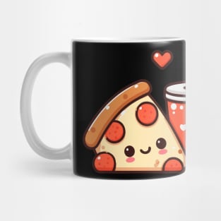 Kawaii Cute Pizza Slice and Diet Coke | Kawaii Food Design for Pizza Lovers Mug